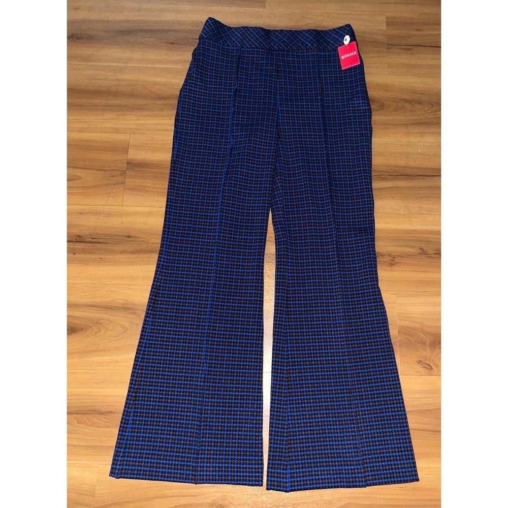 NWT SPANX Hi-Rise Jacquard Houndstooth Stretch Flare Pull-On Pants - Picture 2 of 7